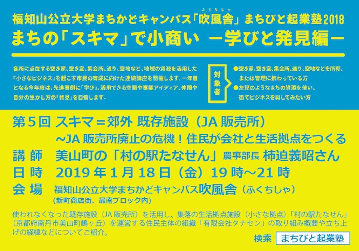 1/18〜まちびと起業塾2018 まちの「スキマ」で小商い〜第5回 スキマ=郊外 既存施設(JA販売所)