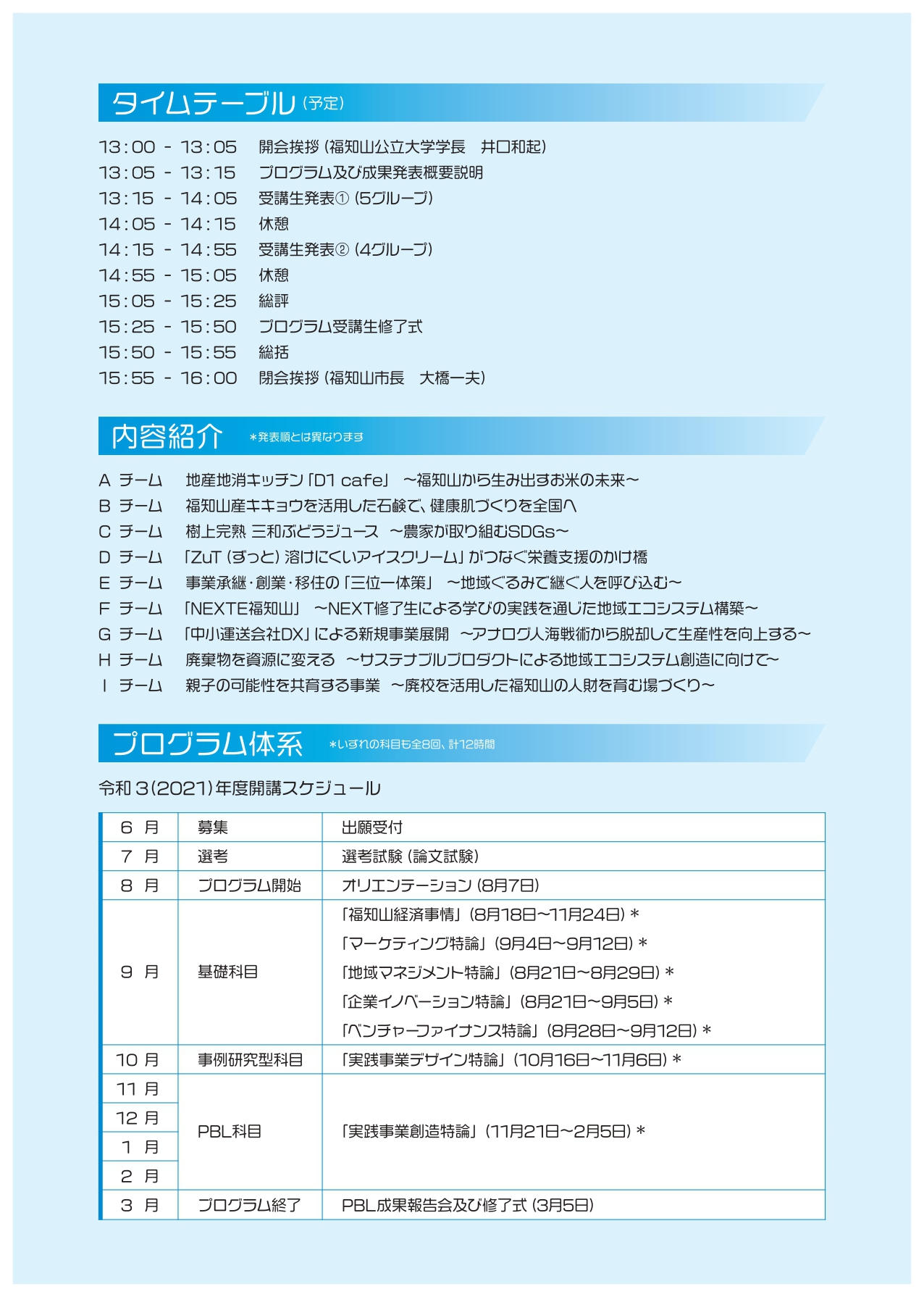 2021年度NEXT産業創造プログラムPBL成果報告会及び修了式